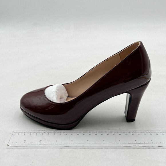 Miss Left Brown Low Platform Chunky High Heels Slip On Closed Round Toe Pump - Picture 2 of 8